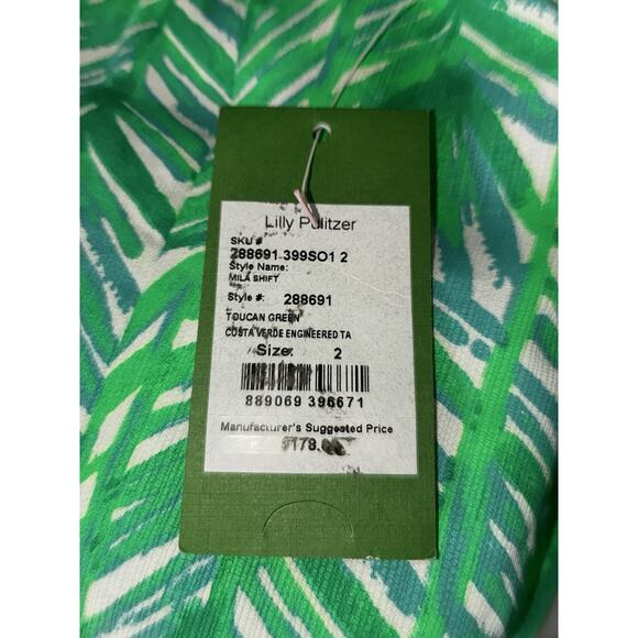 Lilly Pulitzer Mila Shift Dress New 2 Toucan Green Elephants Costa Verde - Picture 13 of 14